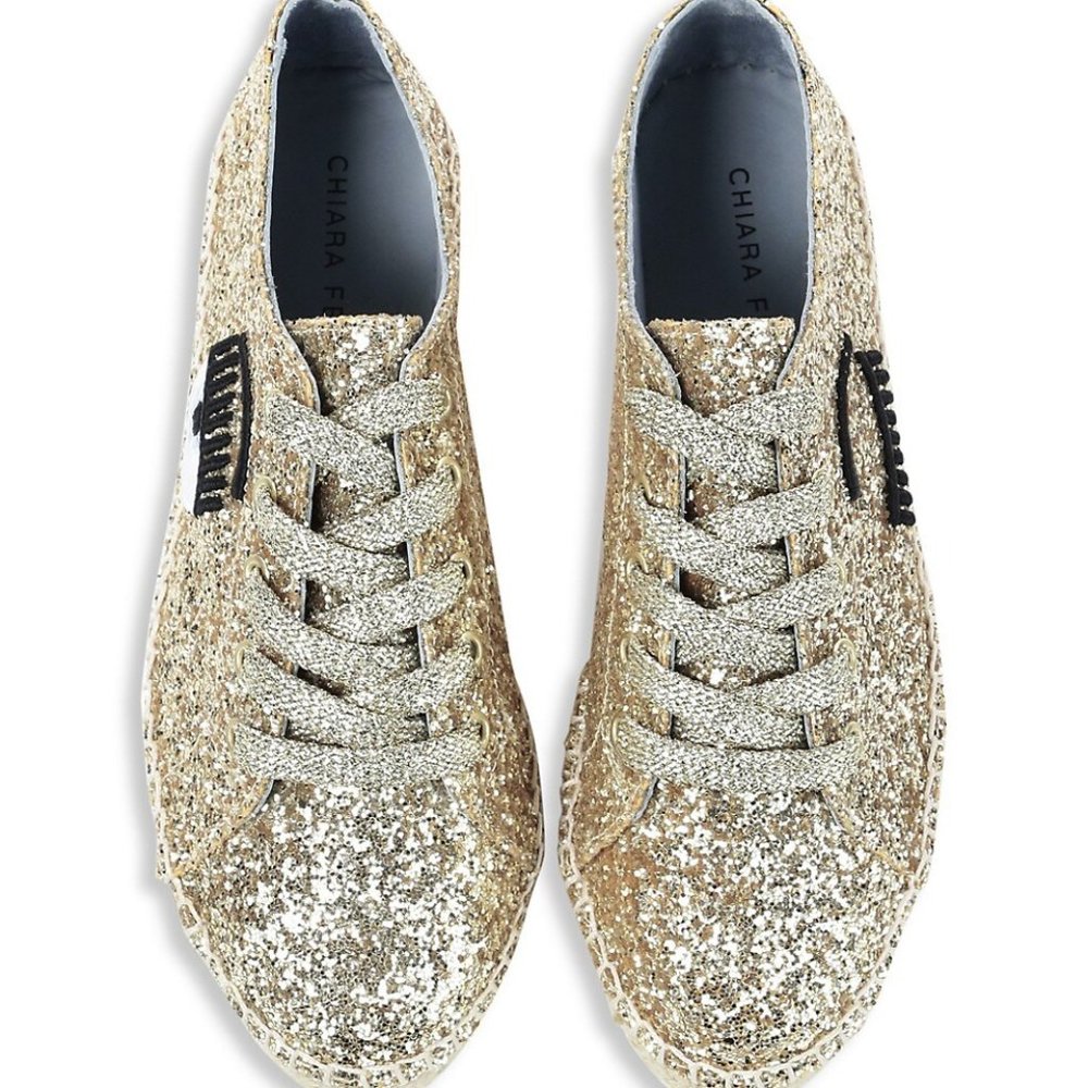 Chiara Ferragni Glitter Platform Sneakers size 6